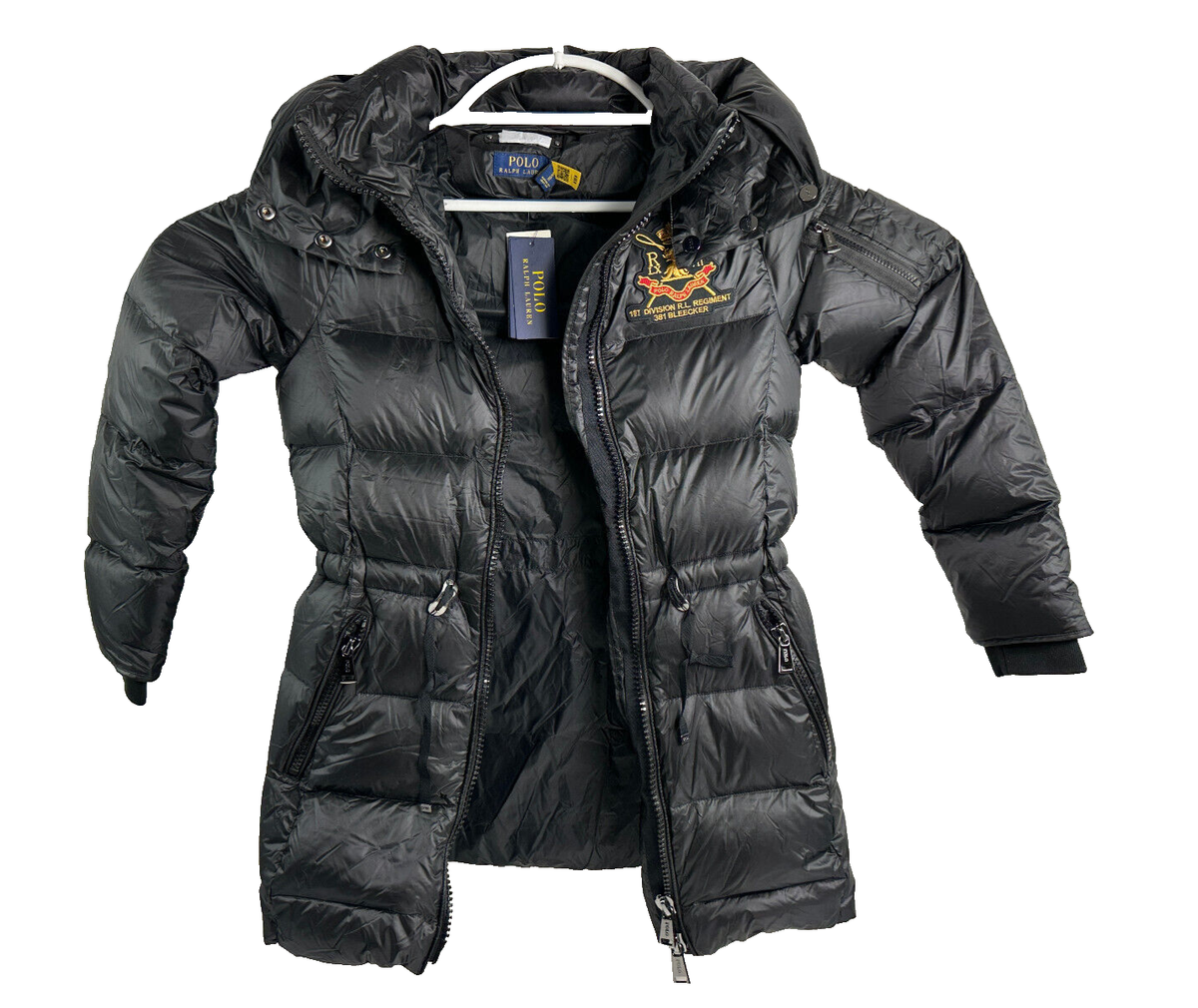 Polo Ralph Lauren Down Puffer Crest Jacket Black Women`s Size