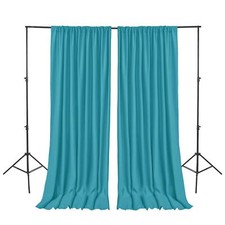 Turquoise Backdrop Curtains for Parties Polyester Photography Backdrop Drapes...