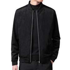 Hommes Velours Volant Veste Blouson Manteau Éclair Extérieur avec Poches Manches