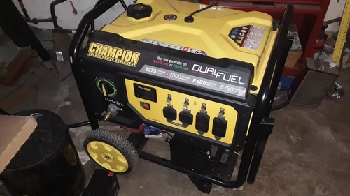 Champion generator 9375 watt portable electric start tri fuel model 201040 used 