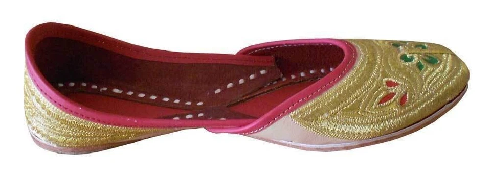 Mujeres Punjabi Zapatos Indios Hechos a Mano Tradicionales Jutties Cuero Mojaries EE. UU. 6 Foto 4 de 4