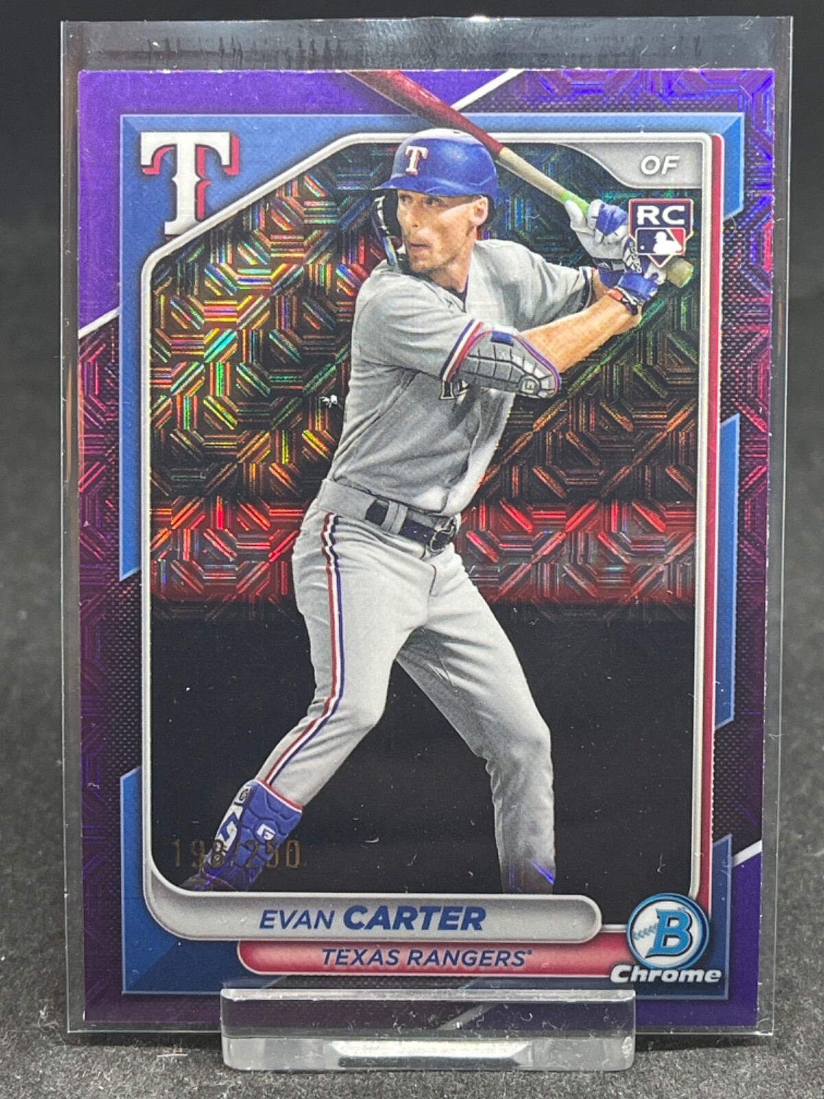 2024 Bowman Chrome Mega Box Purple Refractor #65 Evan Carter #198/250 Rookie RC