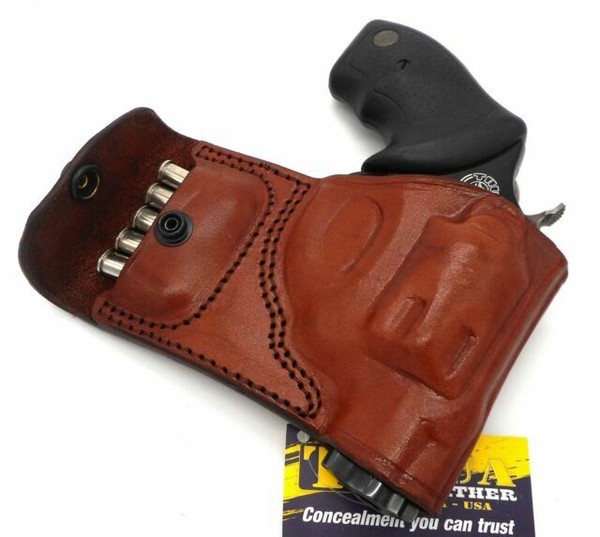Tagua Brown Leather RH OWB Belt Holster With Ammo Pouch S&w Jframe 38