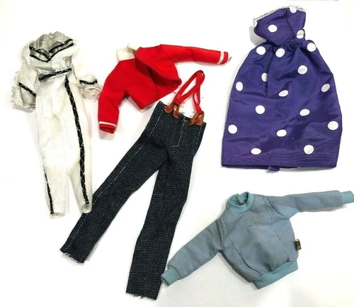 Vtg 80s Barbie Doll Clothing Lot Denim Overalls Dress Jordache Top