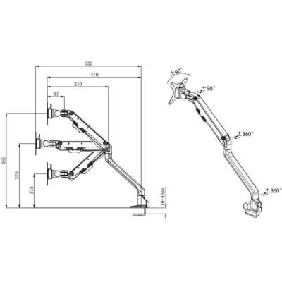 Gasfeder Einzel LCD Arm Schreibtisch VESA-Halterung & Monitorarm Ständer für 10''-30''