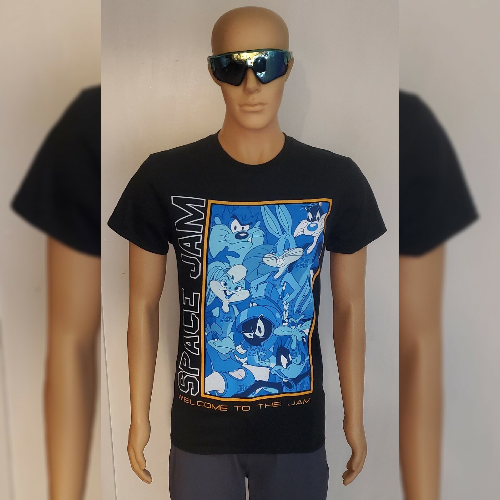 Space Jam Graphic T-Shirt Men's Regular Fit Short Sleeve Crew Neck Black Size S