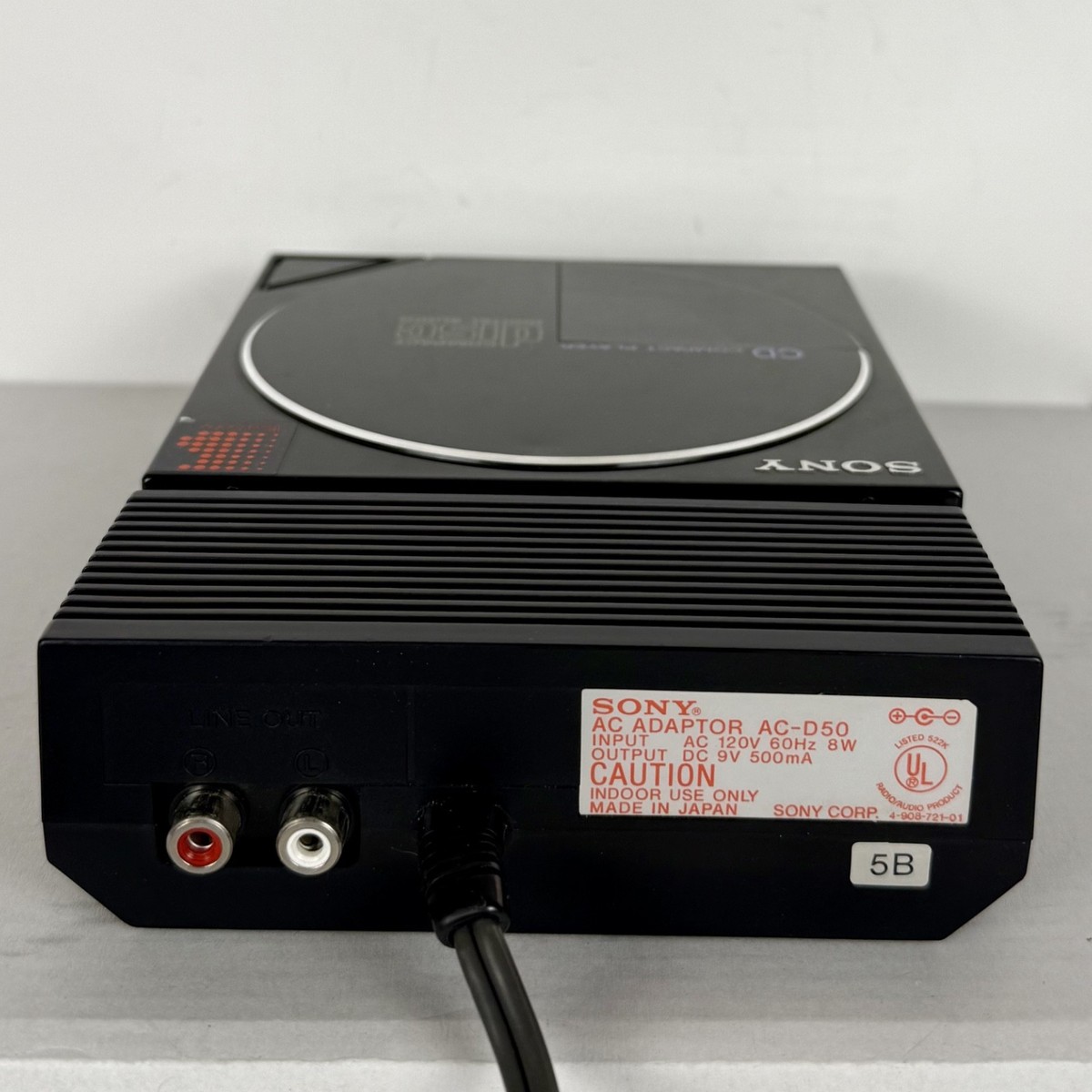 Sony D-5A Compact Disc Player w/ AC-D50 Adapter - Tested Working