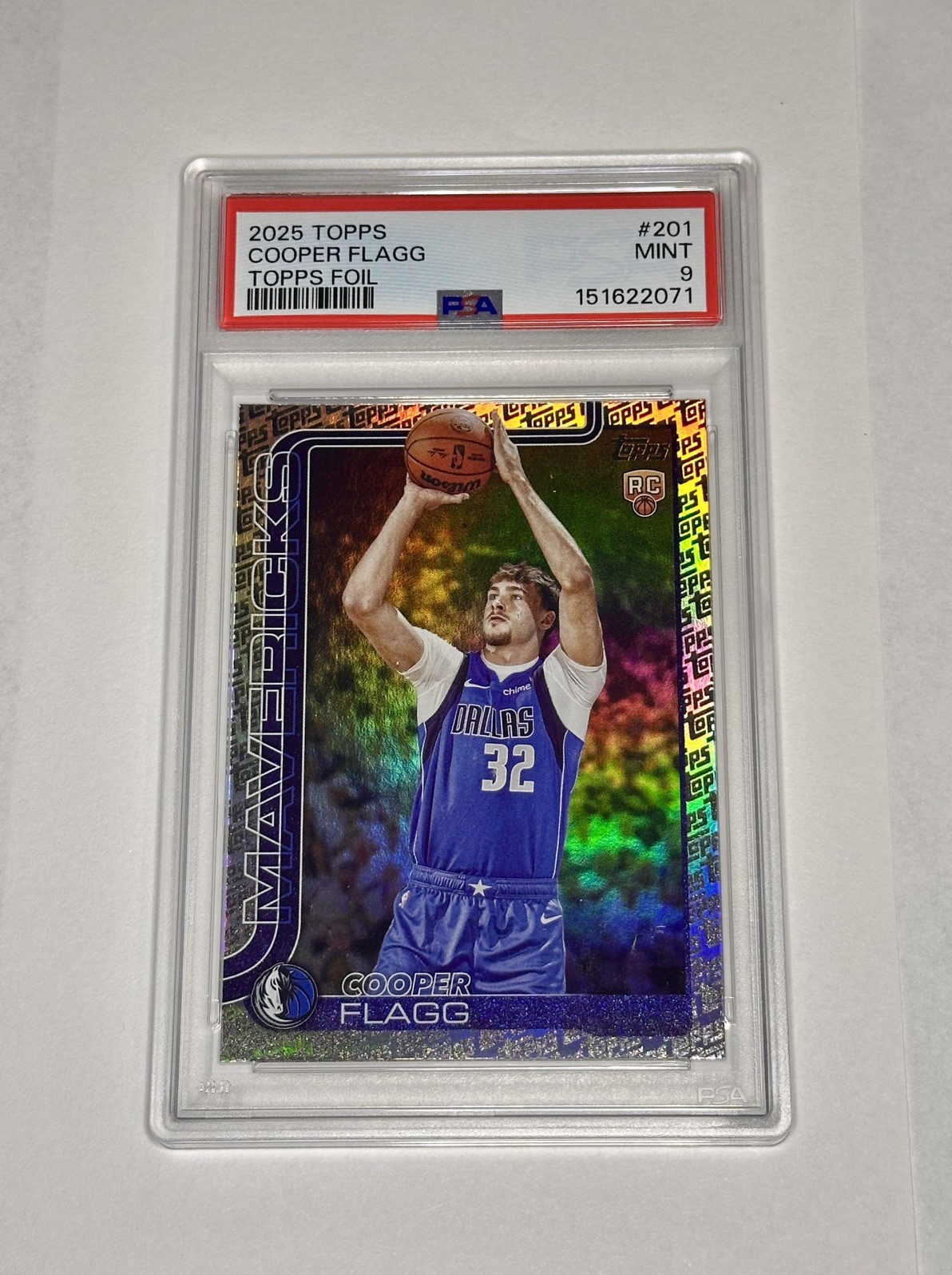 2025-26 Topps - Cooper Flagg #201 Topps Foil Pattern SP (RC) PSA 9 Mint Rookie