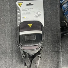 Topeak Medium Aero Wedge TC2261B Bike Seat Bag Saddle Pack QR Straps Black