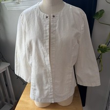 chicos open blazer size 2 Short Linen Rayon metal detail