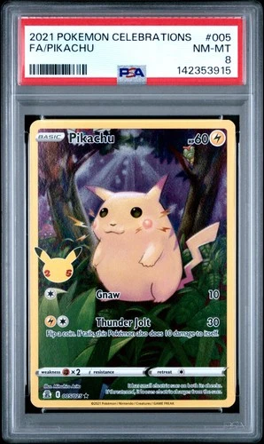 2021 POKEMON CELEBRATIONS #005 FULL ART/PIKACHU PSA 8