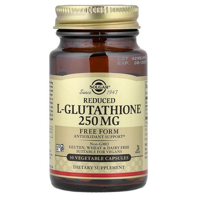 Reduced L-Glutathione, 250 mg, 30 Vegetable Capsules
