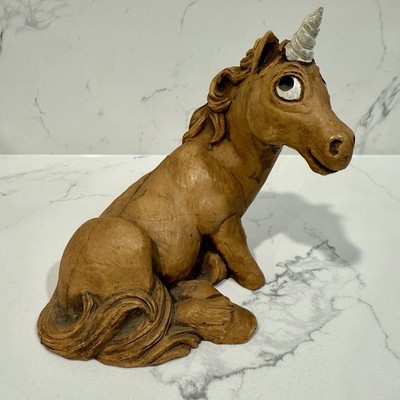Rare Vintage Unicorn Resin Figurine  Alpha Rez Co 1980s Folk Art Hand Painted 6 