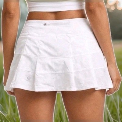 Lululemon Pace Rival Skirt Off-White Tiered Tennis Pickleball Skort Skirt Size 8