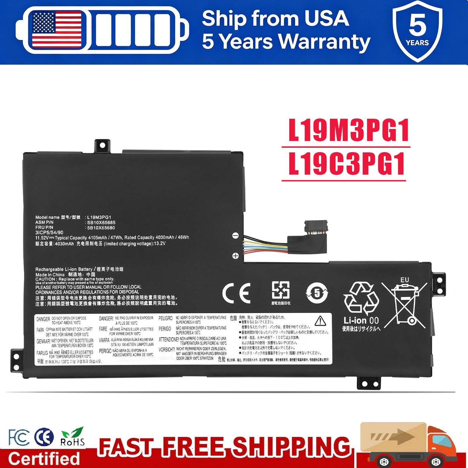 L19M3PG1 L19C3PG1 Battery For Lenovo 100e 300e Chromebook 2nd Gen AST 82CD 82CE