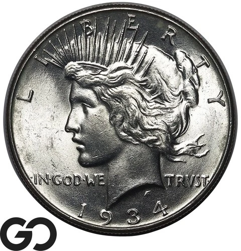1934 Peace Dollar Solid Gem BU+