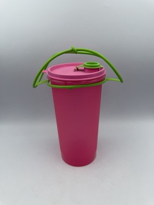 Rare Tupperware Drinking Container Handolier Teal Pink 48 oz.  #261-8 #563A-1