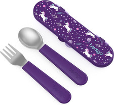Bentgo Kids Stainless Steel Utensil Set with Fork, Spoon,  Storage Case  Reusa