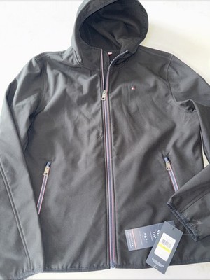 Tommy Hilfiger Water Resistant Hooded Softshell Jacket Mens M Black $160