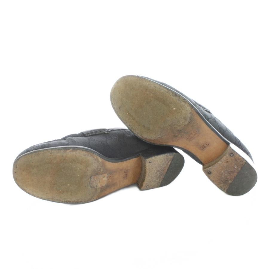 GUCCI Horsebit GG Canvas Loafers Dress Shoes Size:36/JP:23 Black 141126K Authen thumbnail 4