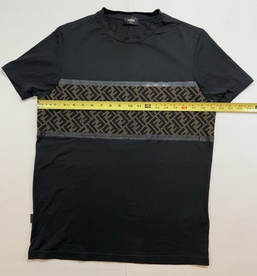 Fendi Men's T-Shirt FF Panel Black Brown – Size L (Fits M