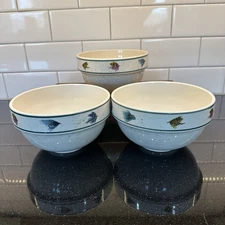 Folkcraft Stoneware By Scotty Z Rainbow Trout Bowls 6 1/4” Set Of 3
