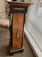 Wooden Pedestal, 19th Century French Empire Style With Ormolu