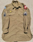 Vintage WWII Military Button Up Shirt Infantry Patches