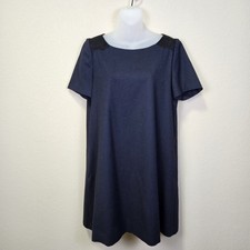 Pablo Gerard Darel Wool Blend Dress Navy Lace Minimalist Designer EUR 42 US 12 L