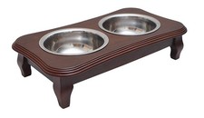 Premium Elevated Pet Feeder By - Luxury Solid Wood Stand  2 Food Grade Stain...