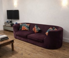 Heal’s Odeon Curved Suede Sofa – Designer 3 Seater. COLLECTION London NW10