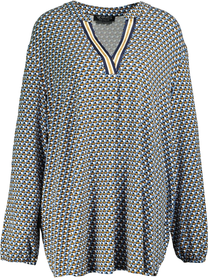 NEU! Verpass Damen Tunikashirt 3676 blau gemustert Gr. 50 - Bild 1 von 4