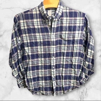 Brooks Brothers Madison Shirt Mens XXL Blue Plaid Button Down Long Sleeve