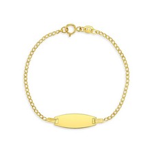 Oval Engravable ID 5.5" Baby/Toddler/Kids Bracelet Curb Chain - 14k Gold