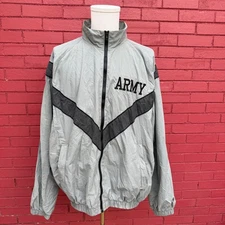 Vtg Skilcraft US Army Physical Fitness Jacket Full Zip Gray Black Mens Size XXL