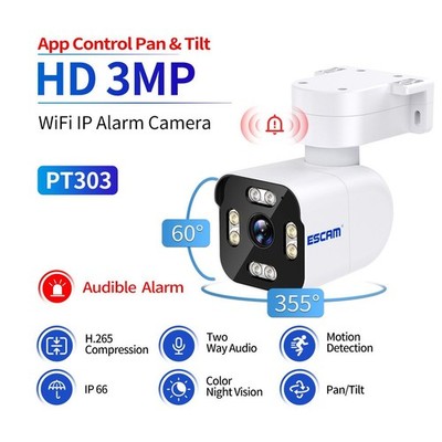 3MP Wifi PIR Sound Alarm Full Color Dual-light Überwachungskameras 355°/60° IP66