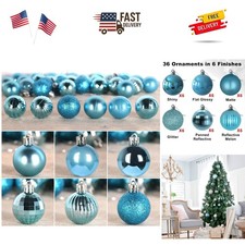 Festive Light Blue Shatterproof Xmas Tree Ornaments - 36 Count for Stylish Decor