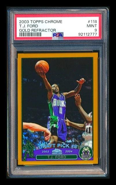 2003-04 Topps Chrome #118 T.J. TJ Ford RC Gold Refractor Rookie SP #44/50 PSA 9!