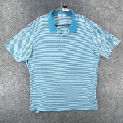 Southern Tide Polo Mens XXL 2XL Stretch Original Fit Sport Blue White Striped