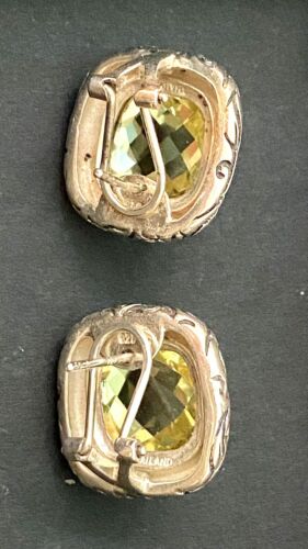 SeidenGang Light Green Quartz Gemstone Sterling Post Earrings - Picture 2 of 6