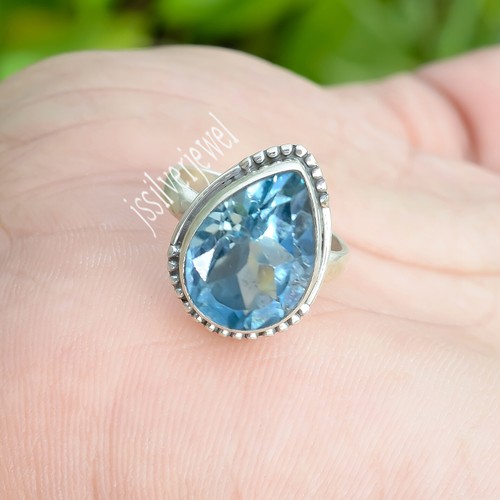 Bague Argent 925 NicoWerk SRI880 - Style Rétro, Pierre Bleue/verte, Réglable