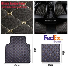 4pcs Black Pu Leather Universal Car Floor Mats Carpets Auto Interior Accessories