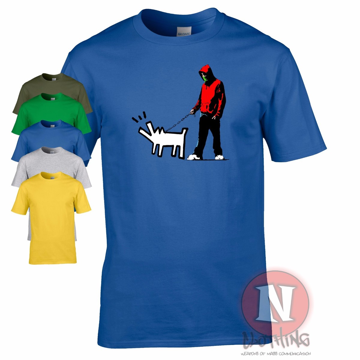 Banksy Harings dog t-shirt street art graffiti design print