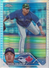 2023 TOPPS CHROME UPDATE PRISM REFRACTOR SP #USC101 HYUN-JIN RYU BLUE JAYS