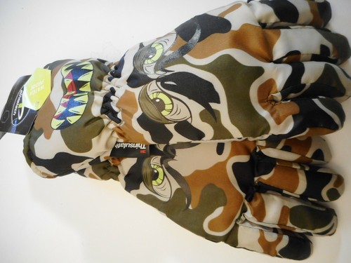 Niños Niñas Guantes de Invierno Nieve Esquí Snowboard Camuflaje Ojos Thinsulate L/XL - Imagen 4 de 6