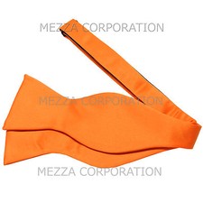New in box men's self tied bowtie solid 100 polyester formal wedding orange