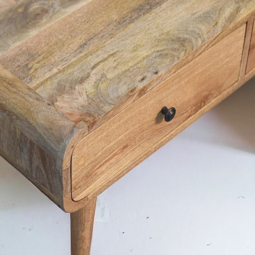Mesa de centro de roble con cajones de almacenamiento grano natural madera maciza sala de estar - Imagen 3 de 8