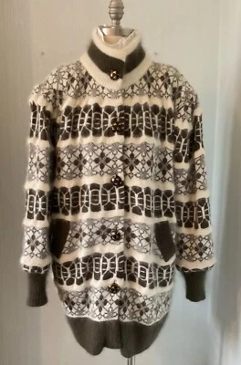 Vintage Angora Strickjacke Gr. M L Jacke Oversize gefüttert Kaninchenhaar  - Bild 1 von 4