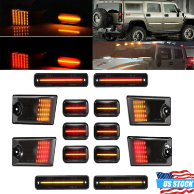 14pcs For 2003-2009 HUMMER H2 LED Side Marker Light Cab Roof Running Lamp Smoked