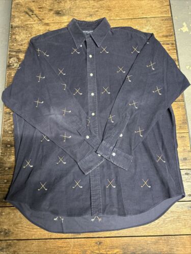 Ralph Lauren Tilden Polo Shirt Golf Clubs All Over Print Men's XL Corduroy - 第 1/7 張圖片